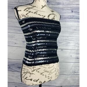 Vintage Vera Mont Tube Top Womens 10 Sequin Shine Stretch Germany Night Club